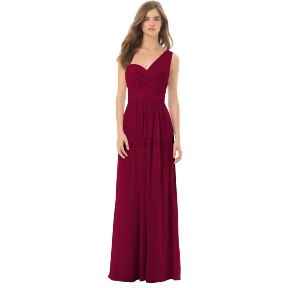 Bill Levkoff Purple Maxi Chiffon One Shoulder Dress Size 6